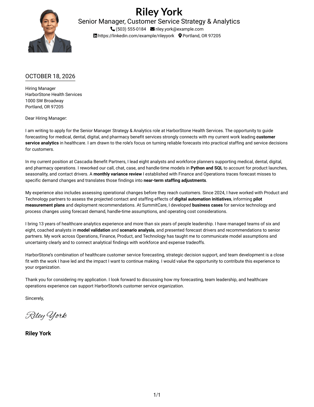 Cover letter example — page 1