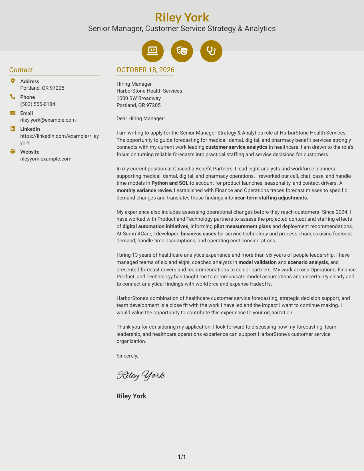 Cover letter example — page 1