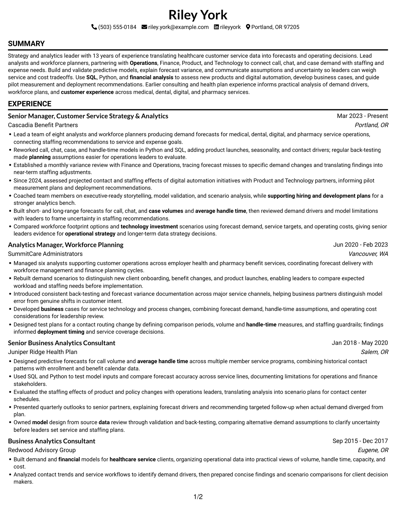 Resume example — page 1