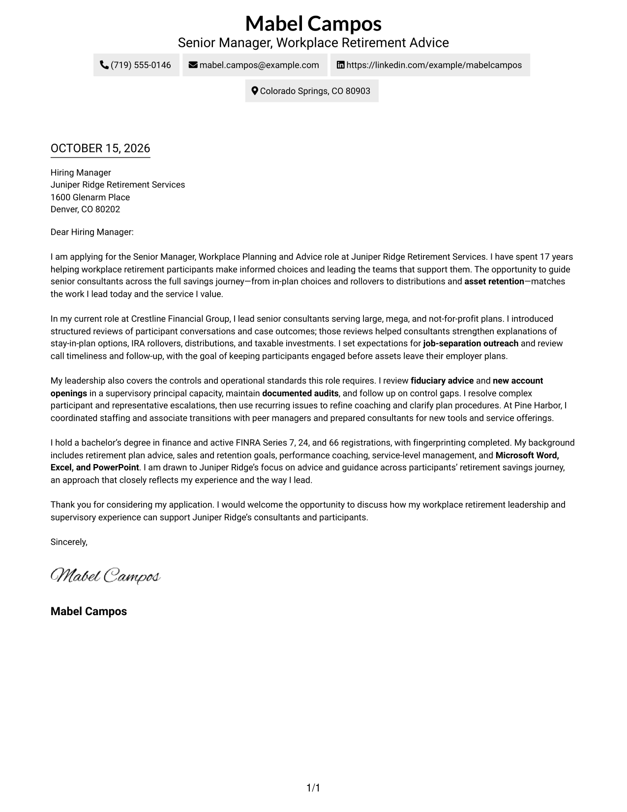 Cover letter example — page 1