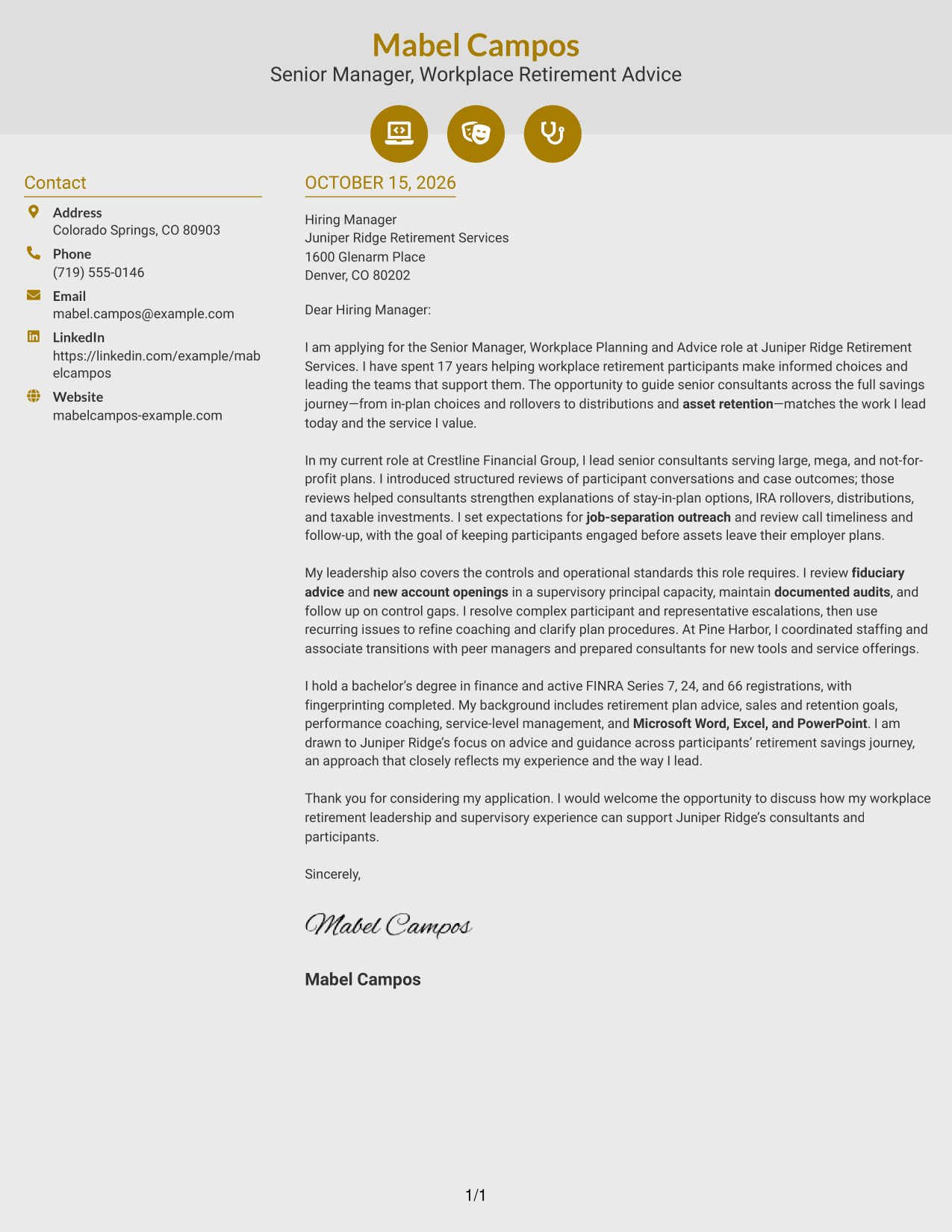 Cover letter example — page 1