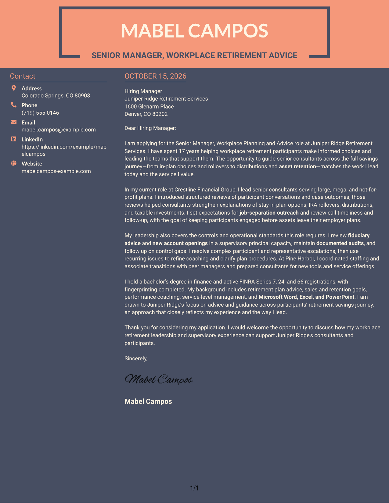 Cover letter example — page 1