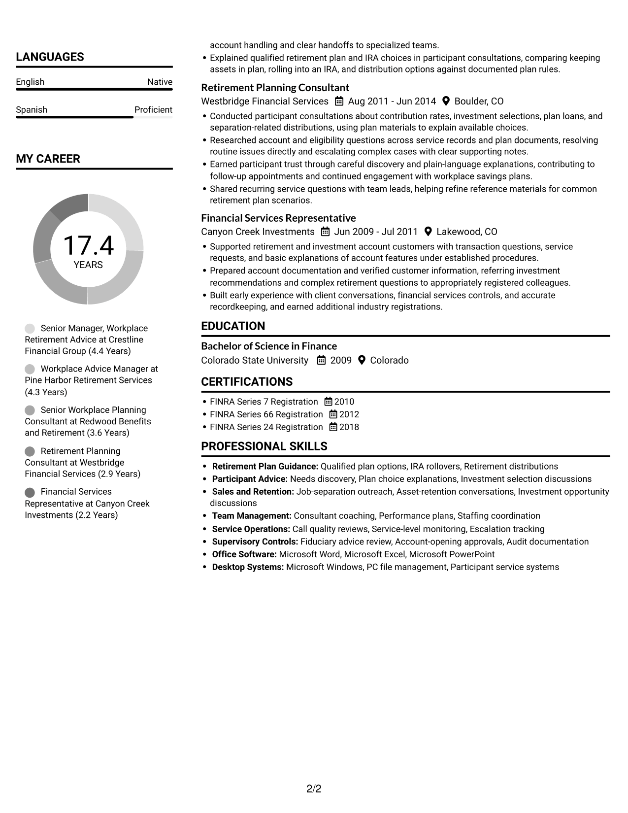 Resume example — page 2