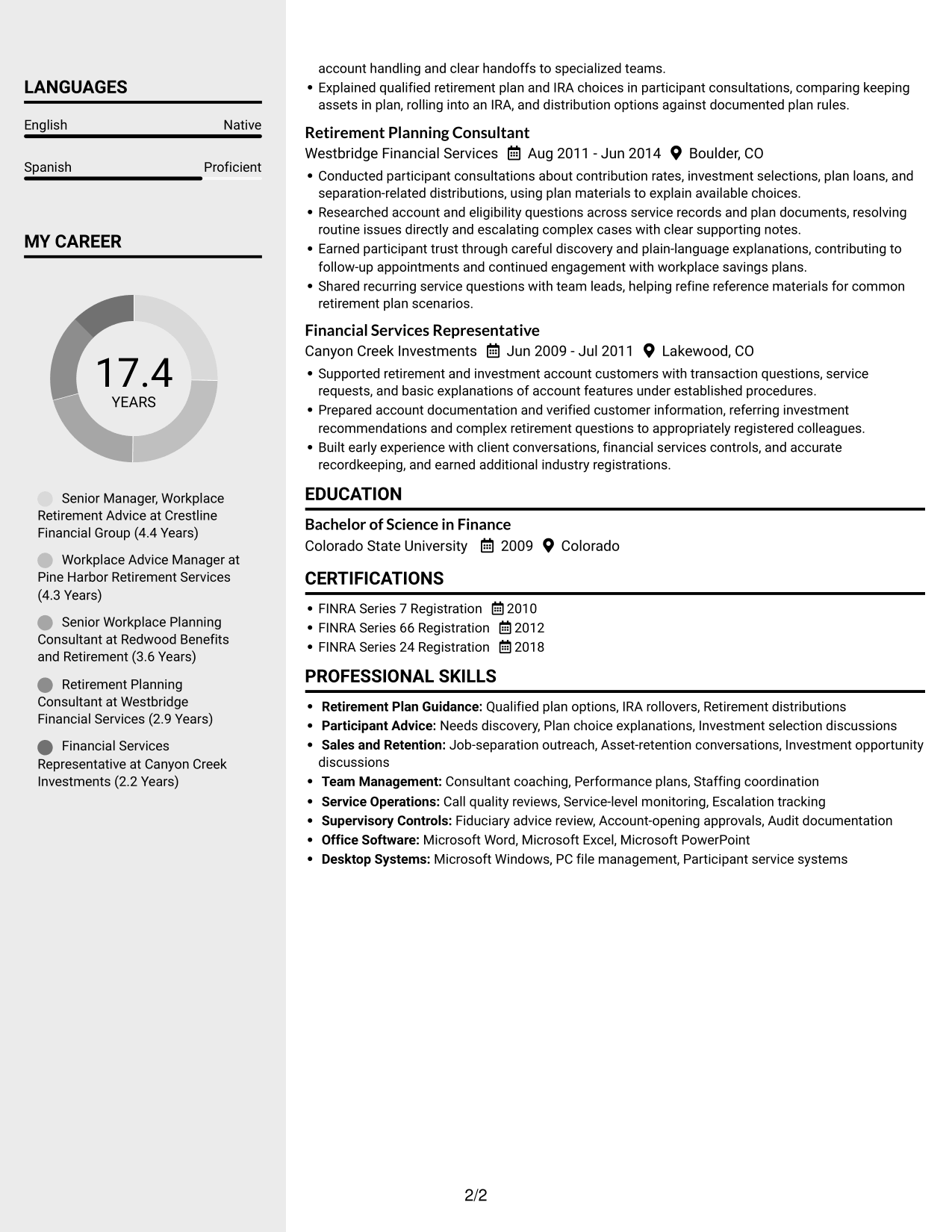 Resume example — page 2