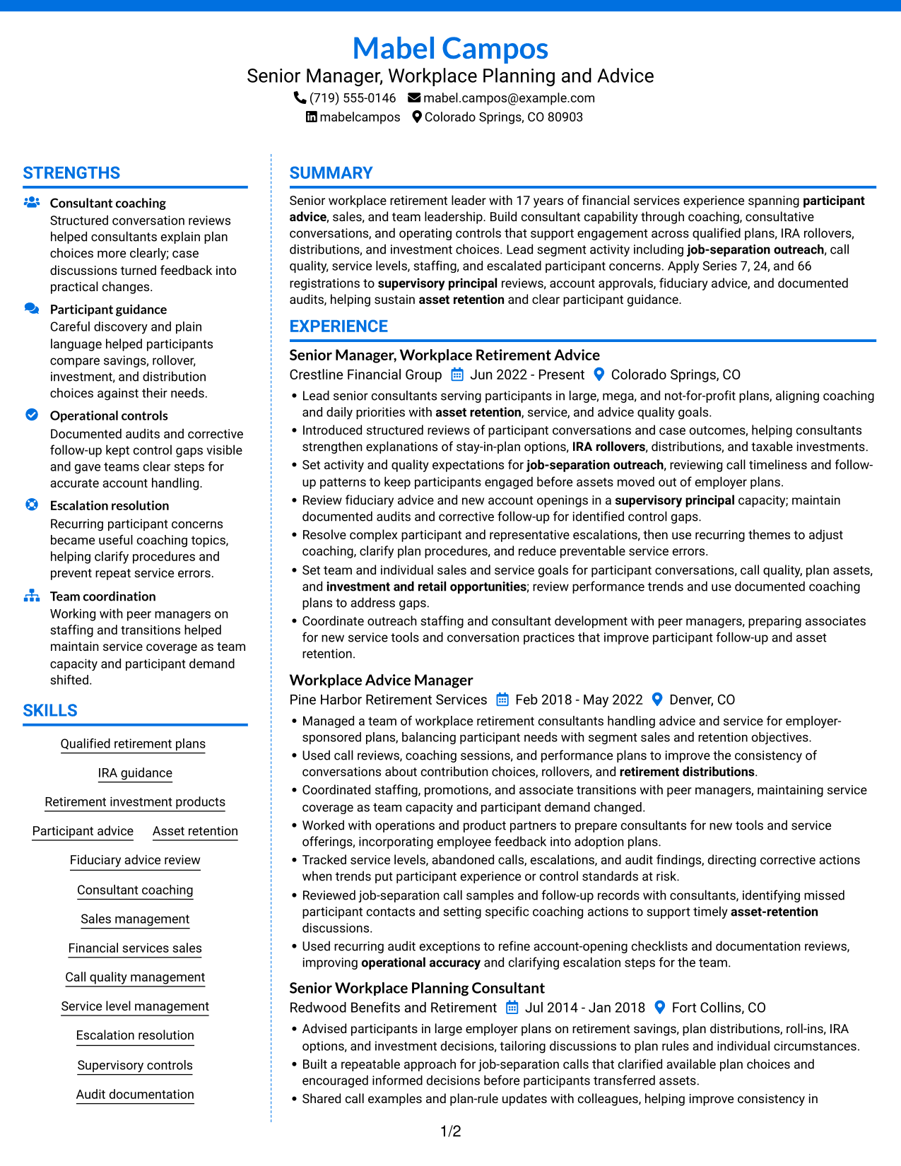 Resume example — page 1