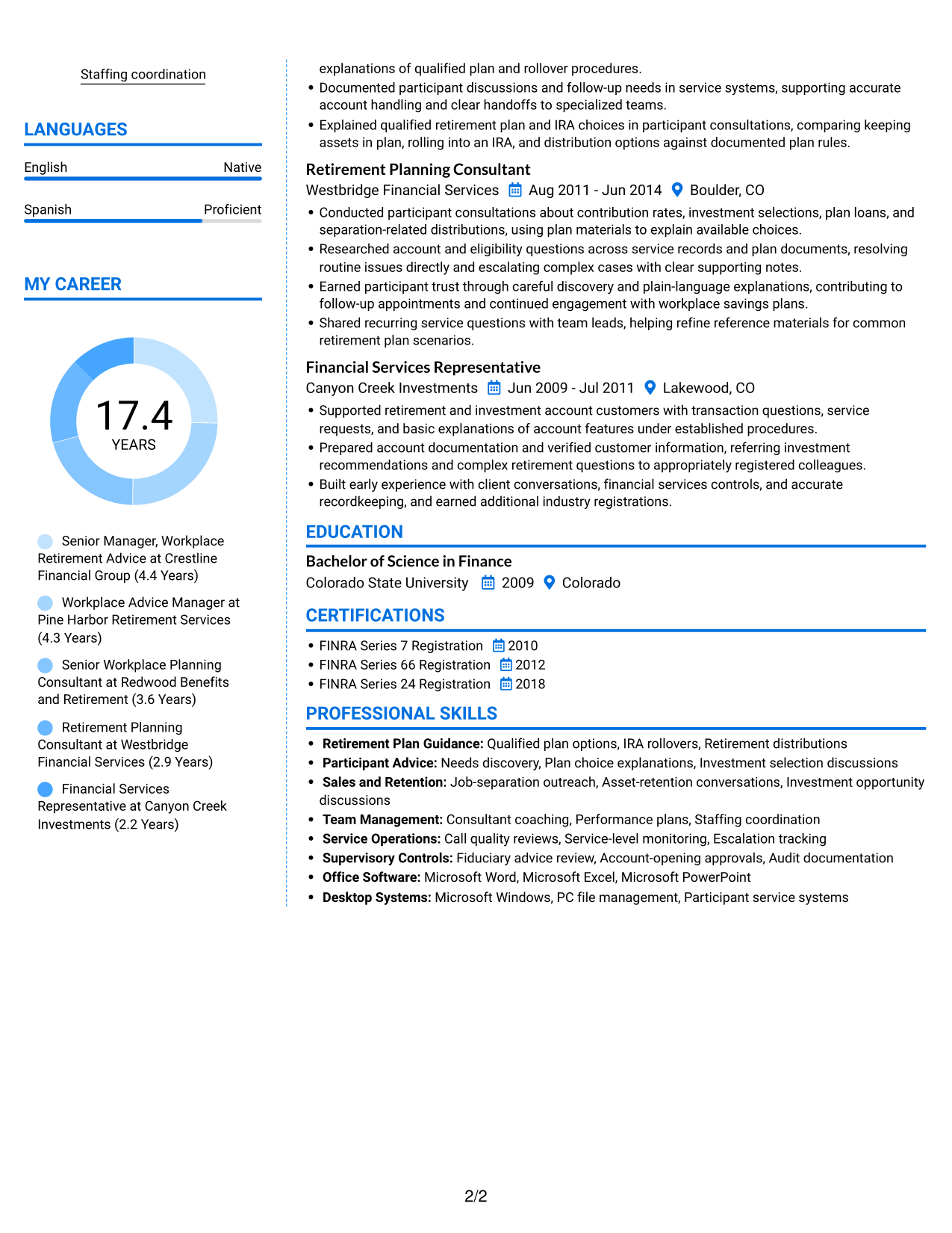 Resume example — page 2