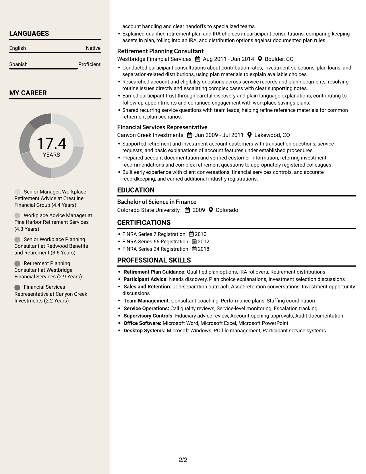 Resume example — page 2