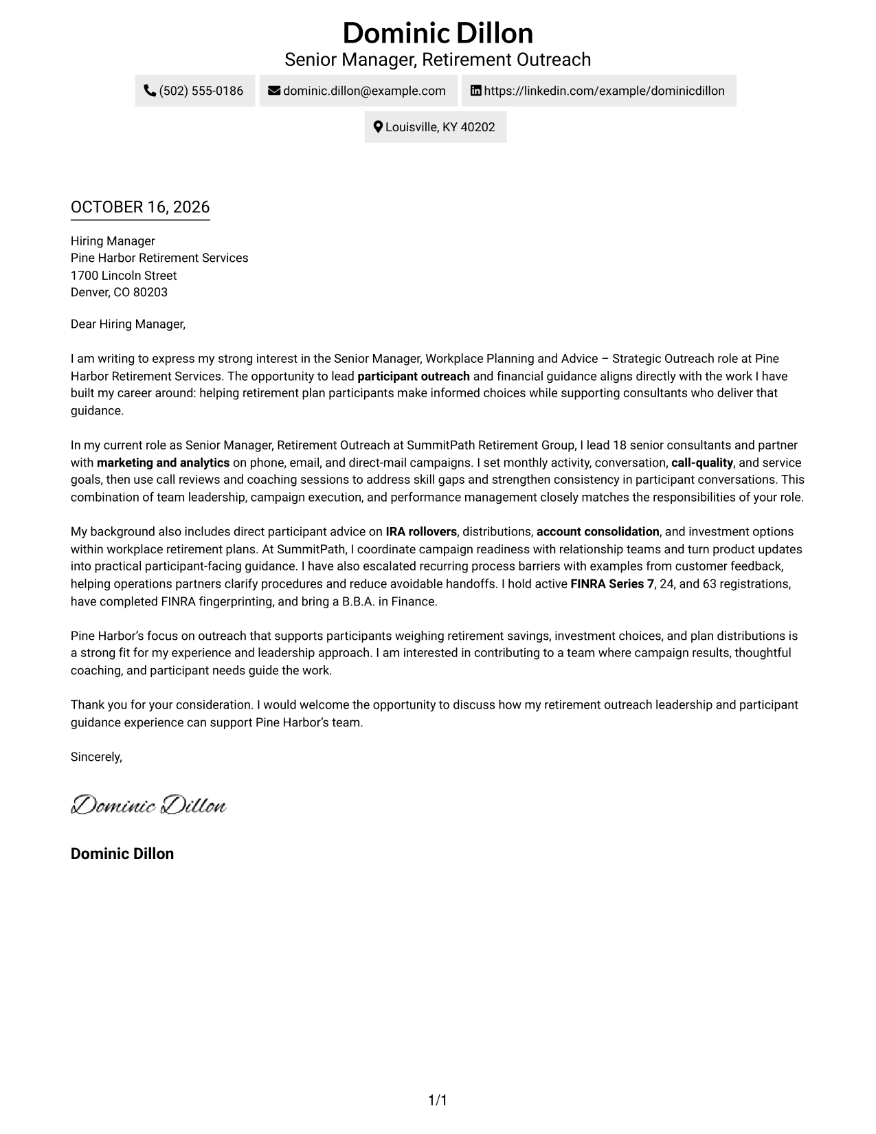 Cover letter example — page 1