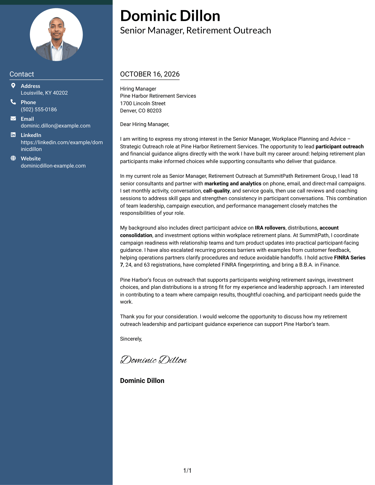 Cover letter example — page 1