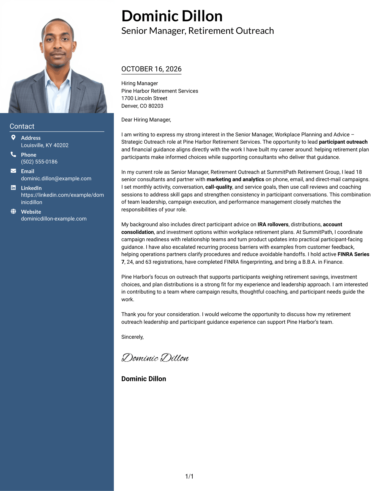 Cover letter example — page 1