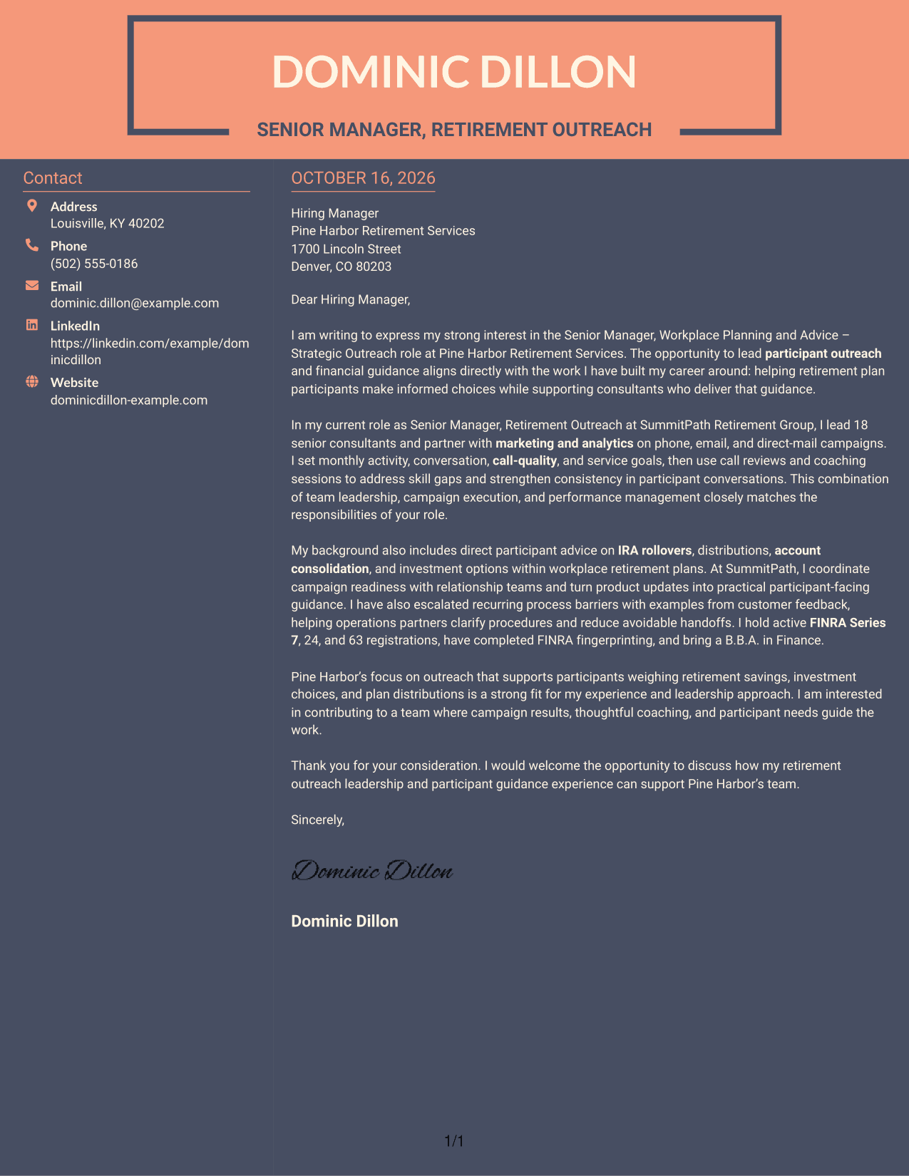 Cover letter example — page 1