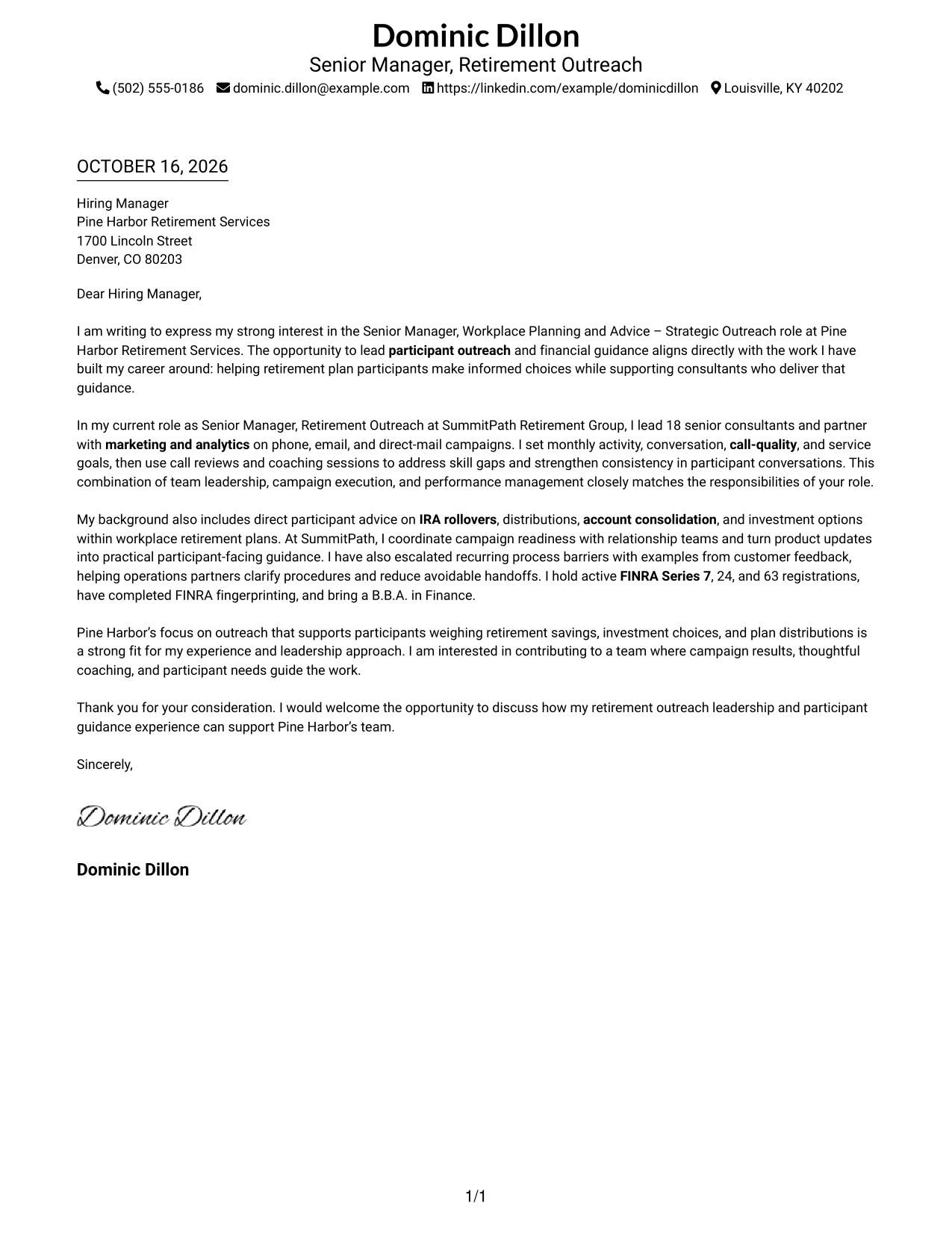Cover letter example — page 1