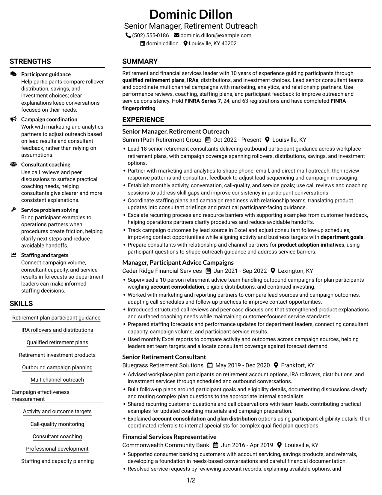Resume example — page 1