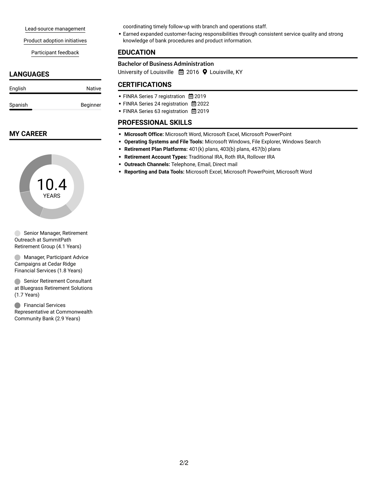 Resume example — page 2
