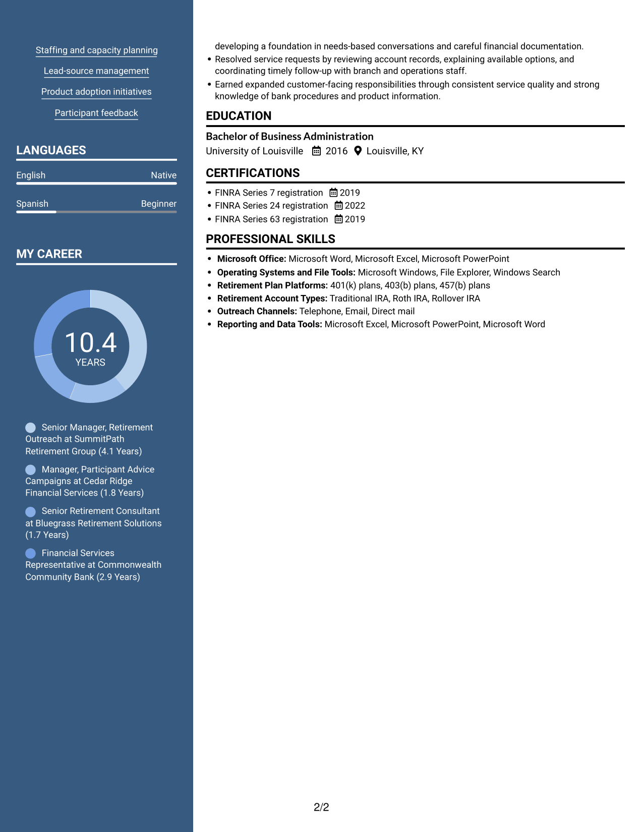 Resume example — page 2
