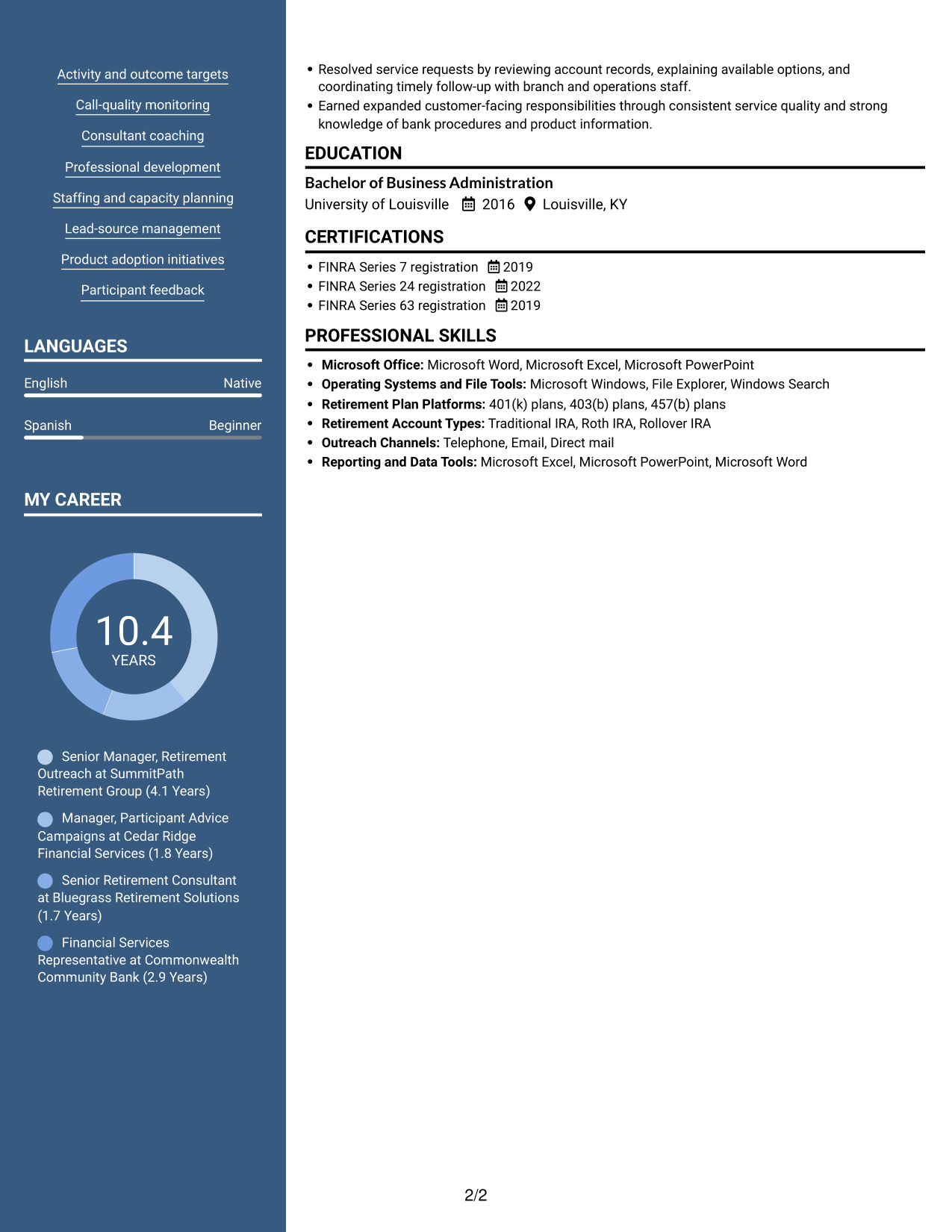 Resume example — page 2