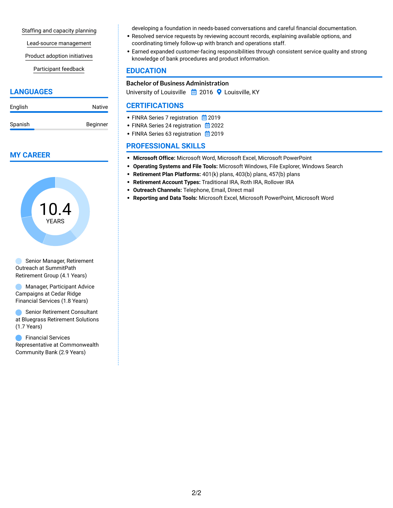 Resume example — page 2