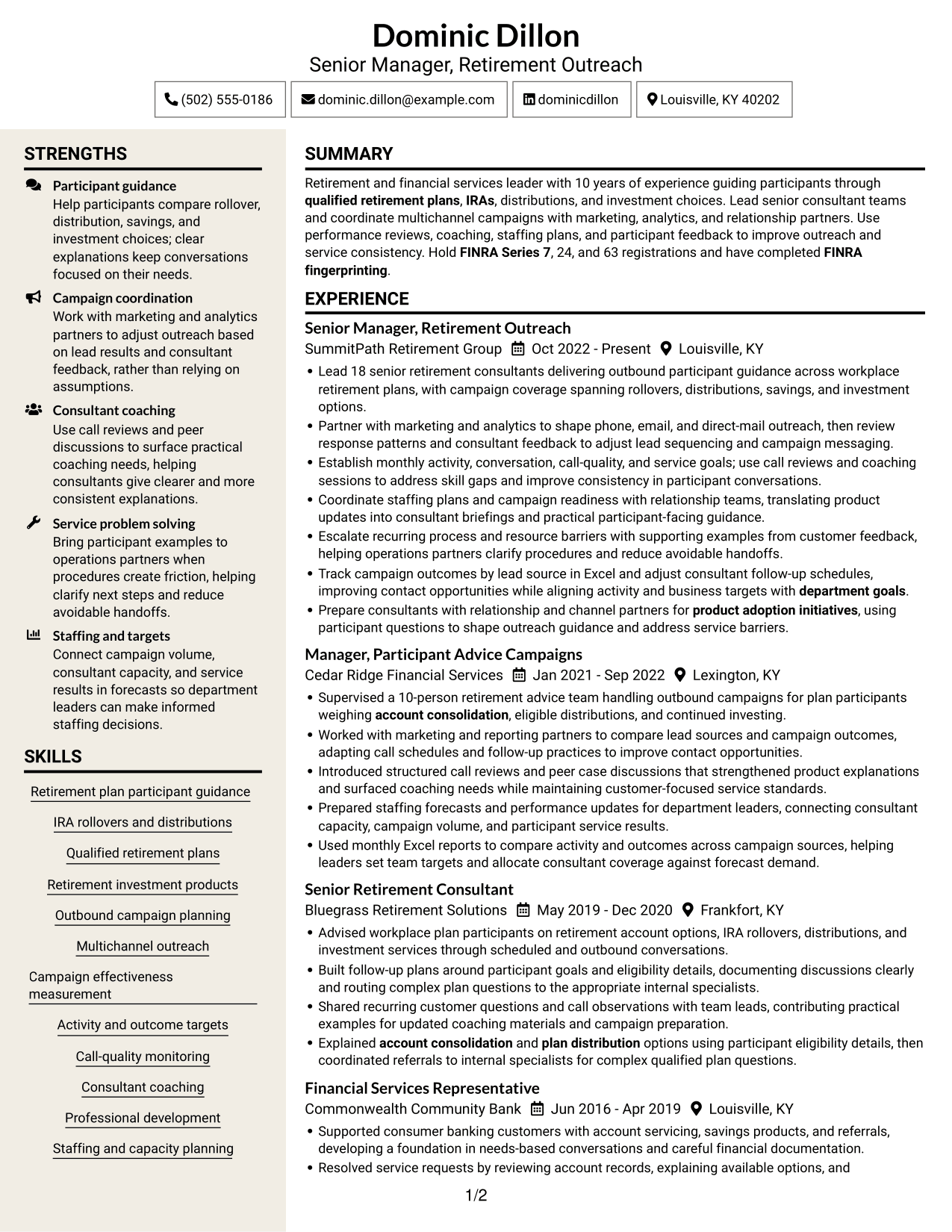 Resume example — page 1