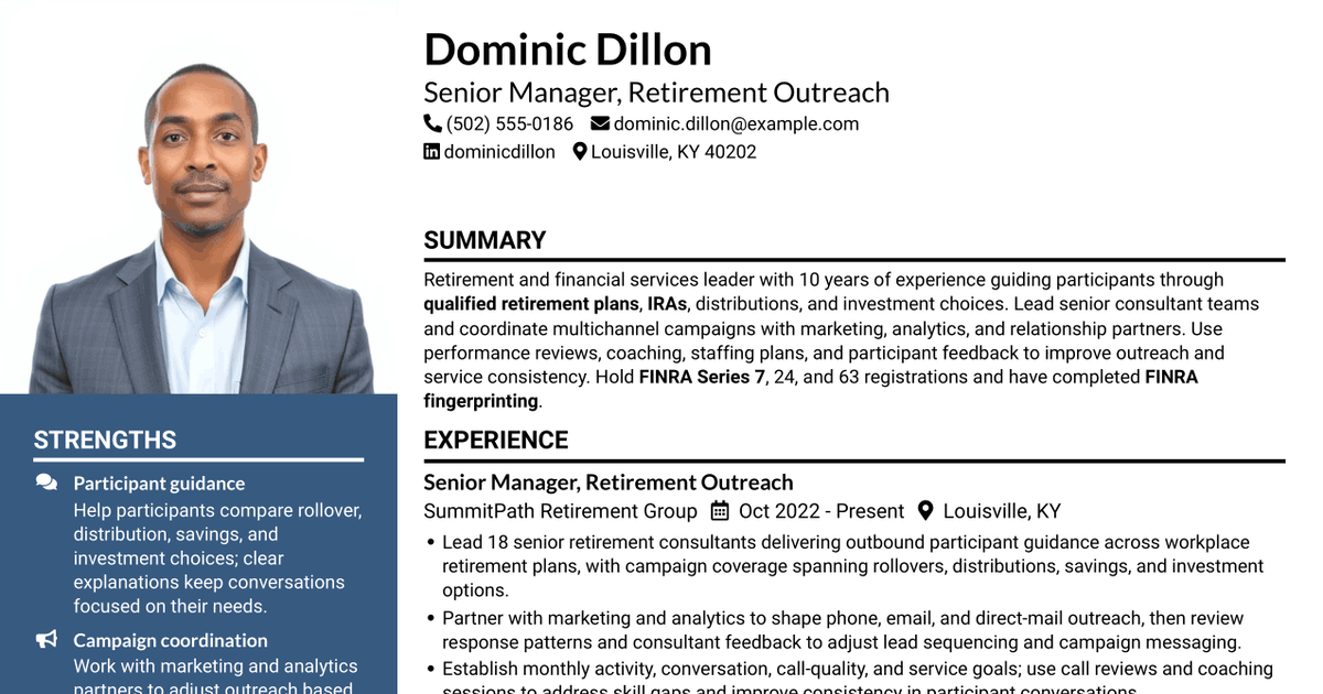 7 Senior Manager, Workplace Planning and Advice - Strategic Outreach Resume Templates with Example