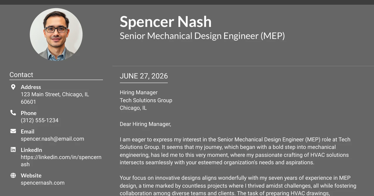 30+ Senior Mechanical Design Engineer (MEP) Cover Letter Templates with Example 2026