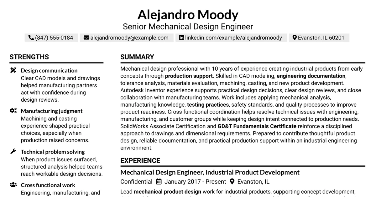 33 Senior Mechanical Design Engineer Resume Templates with Example 2026 (ATS-Optimized)