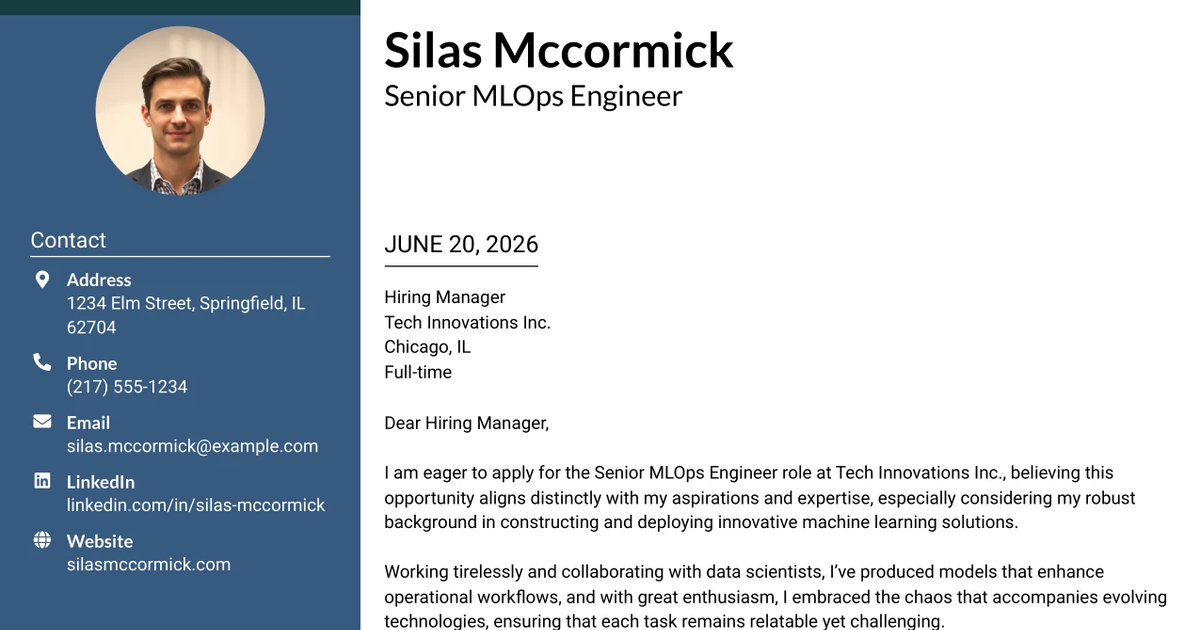 30+ Senior MLOps Engineer Cover Letter Templates with Example 2026