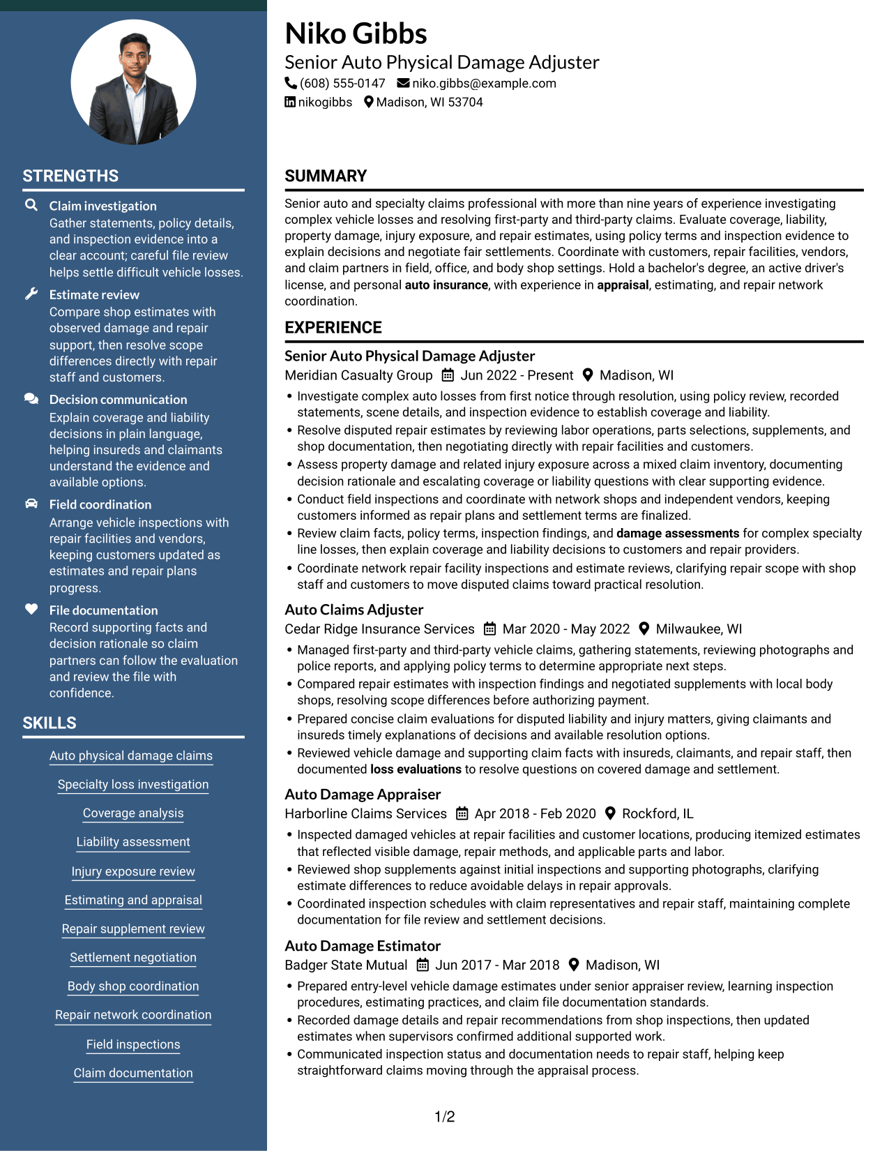Resume example — page 1