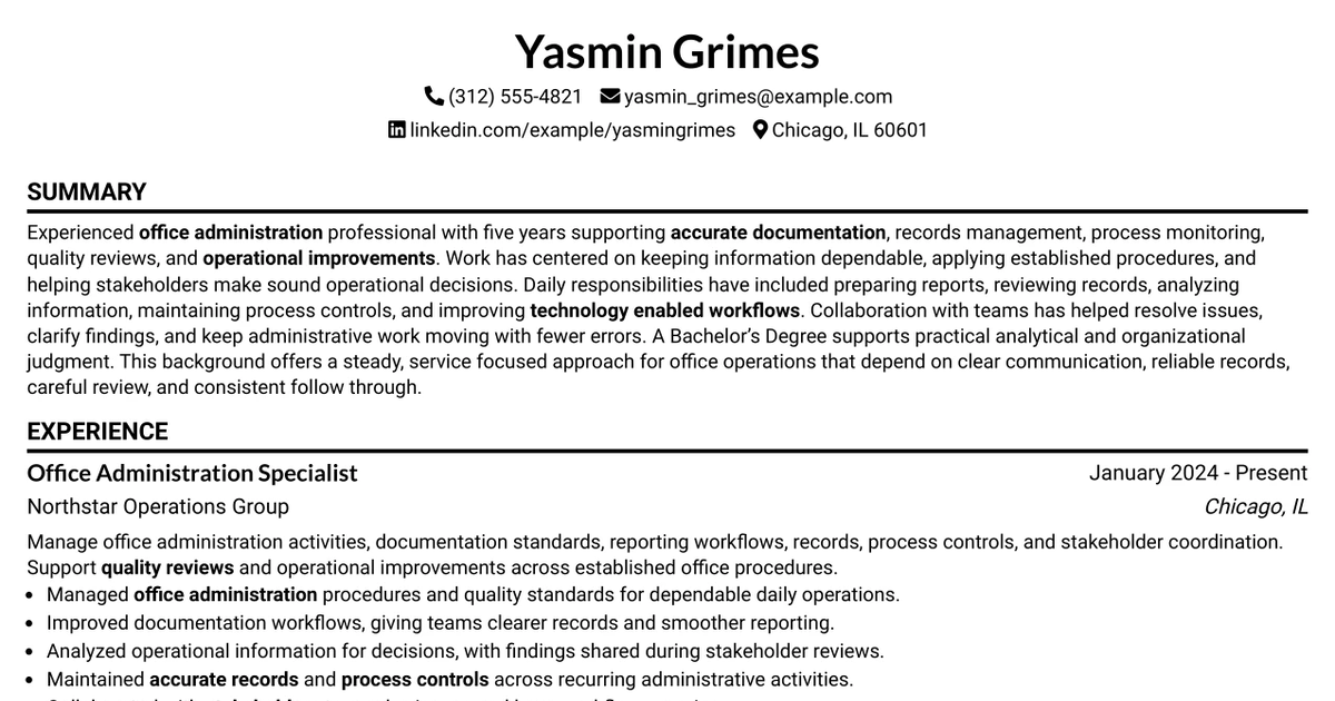 33 Senior Office Administration Specialist Resume Templates with Example