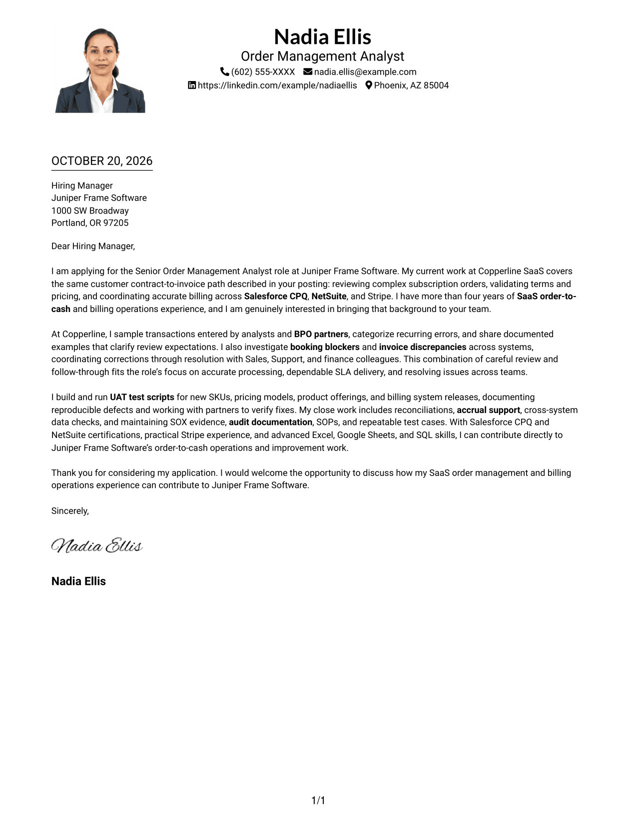 Cover letter example — page 1