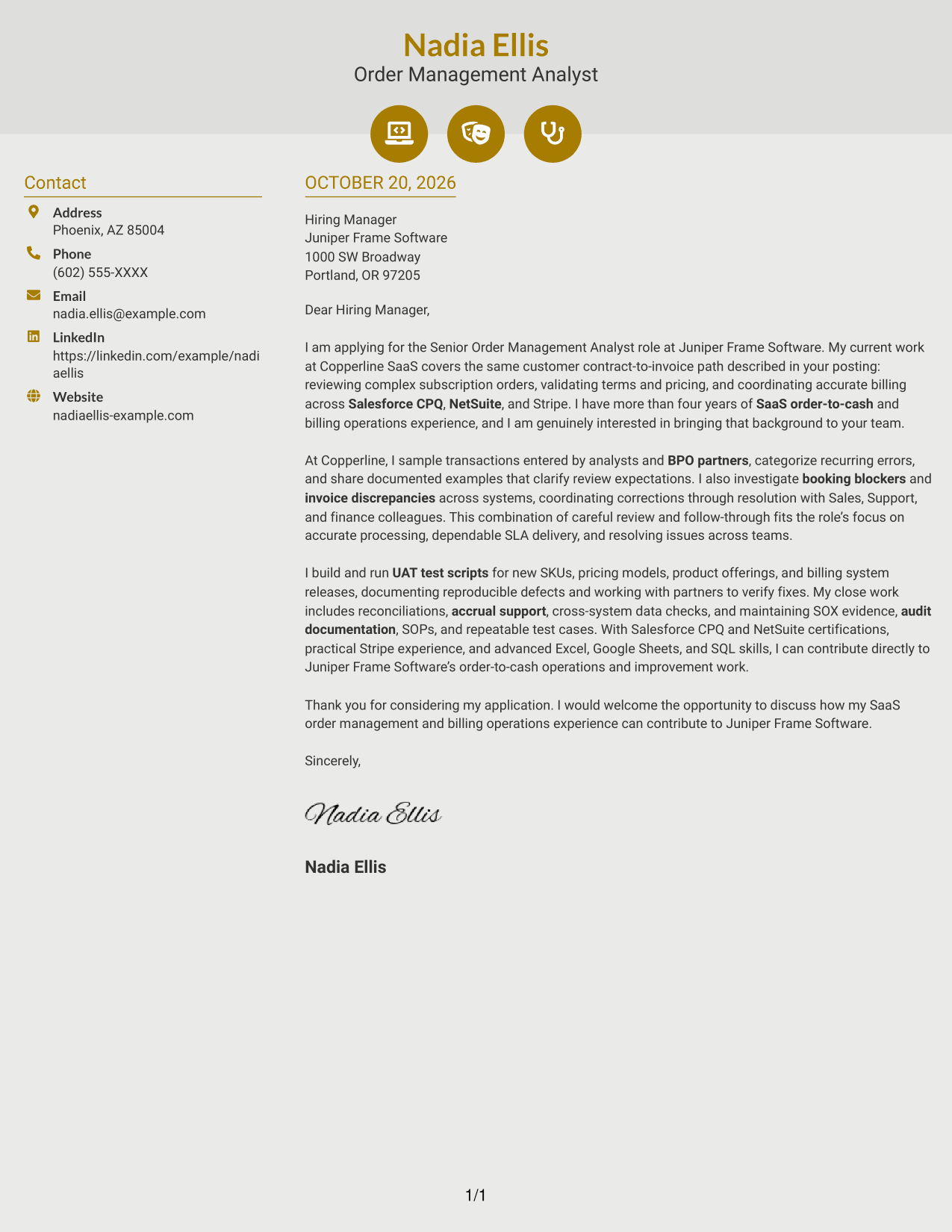 Cover letter example — page 1