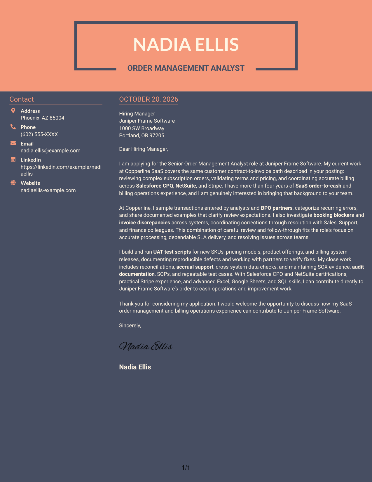 Cover letter example — page 1