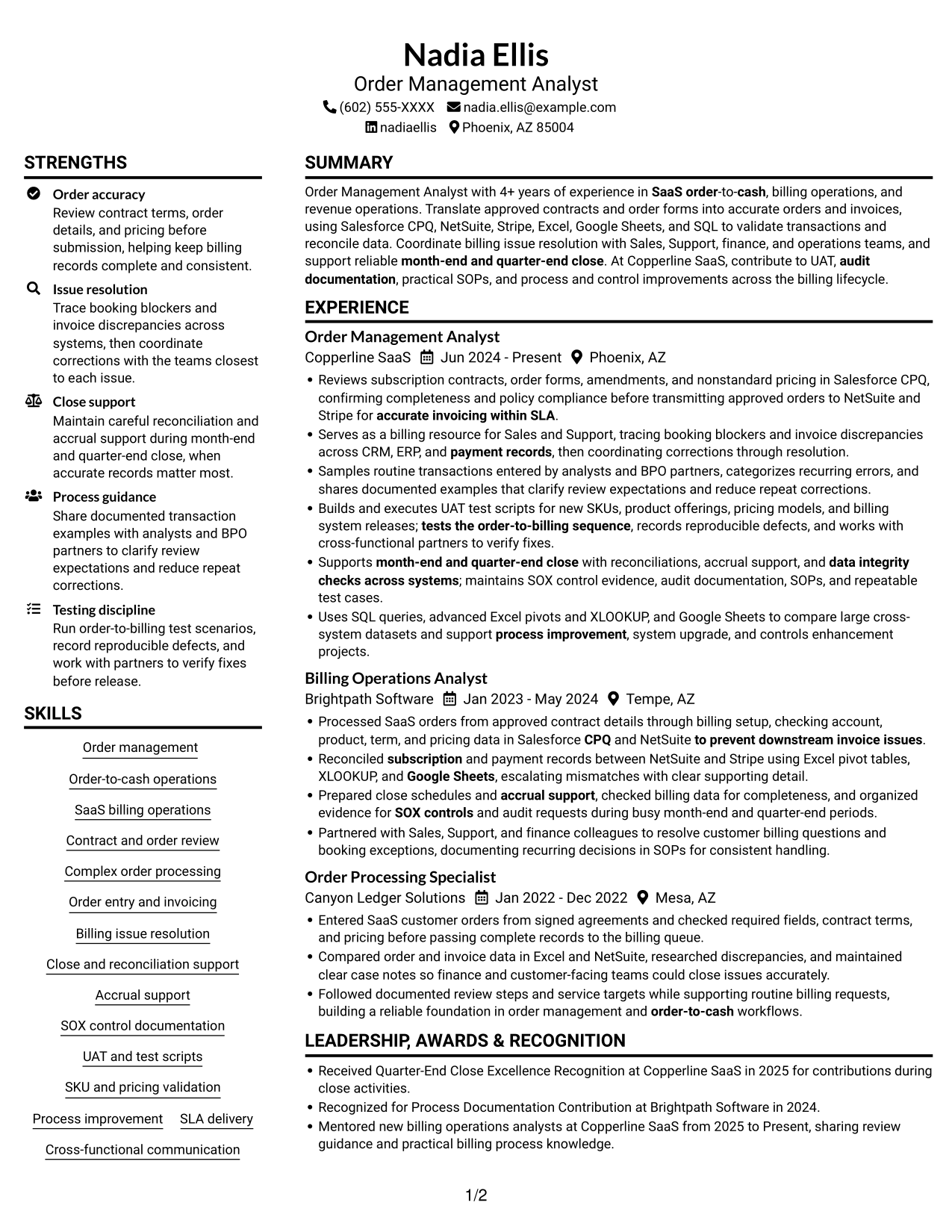 Resume example — page 1