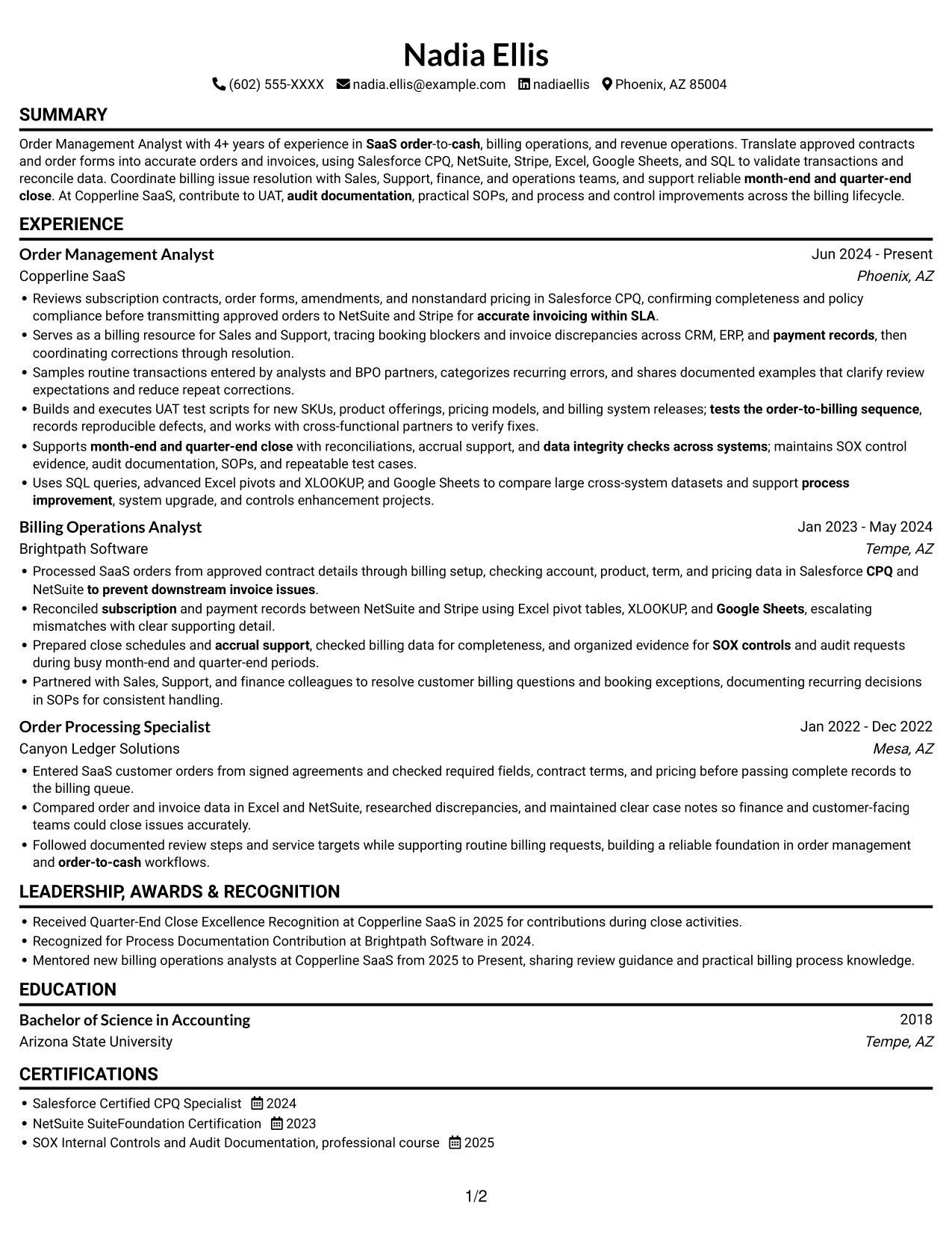 Resume example — page 1