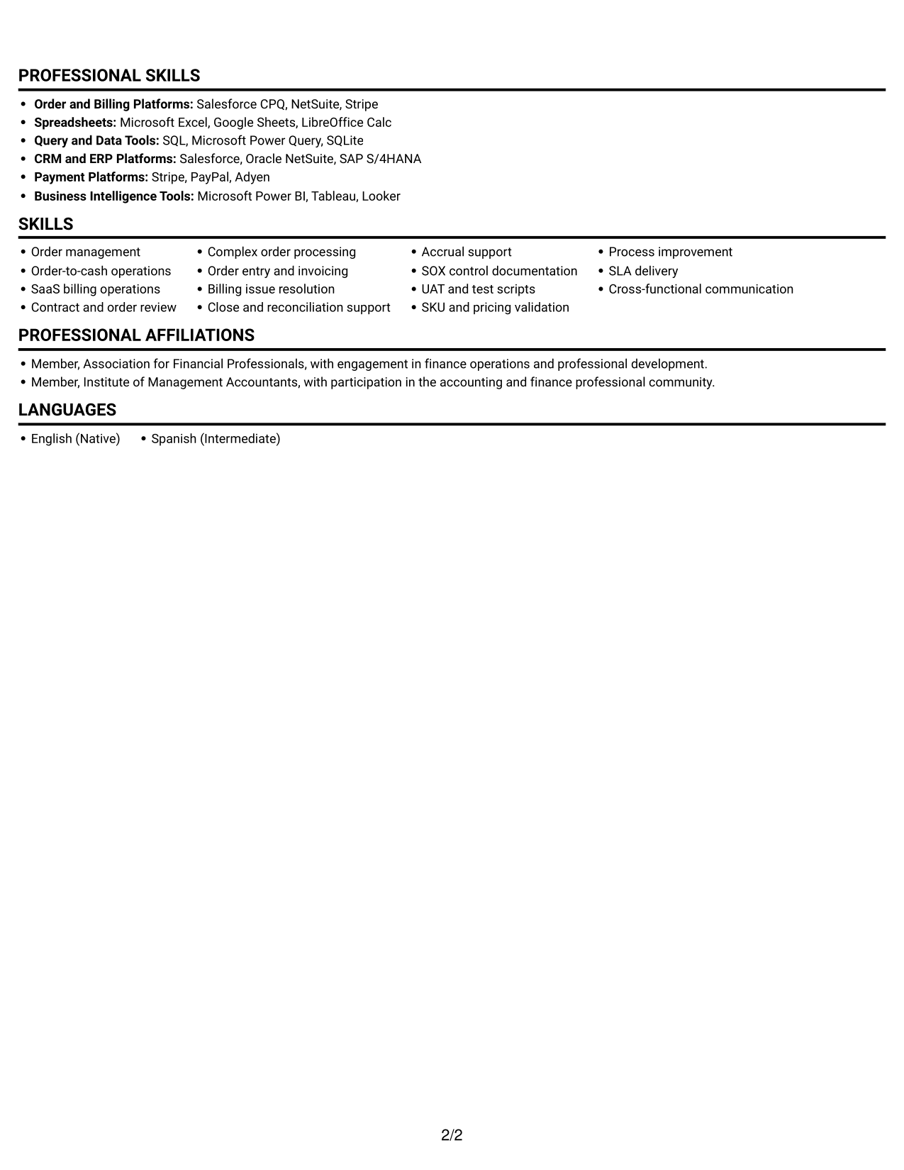 Resume example — page 2