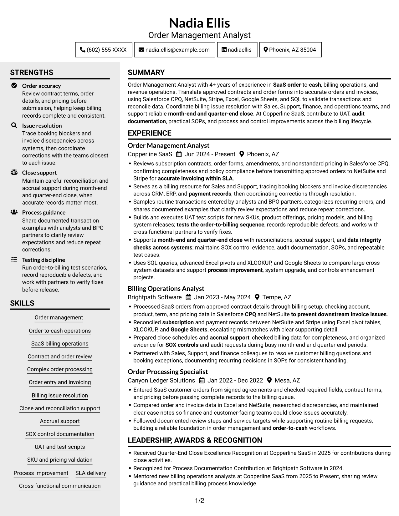 Resume example — page 1