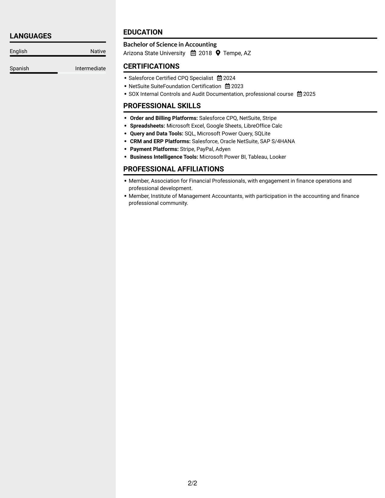 Resume example — page 2