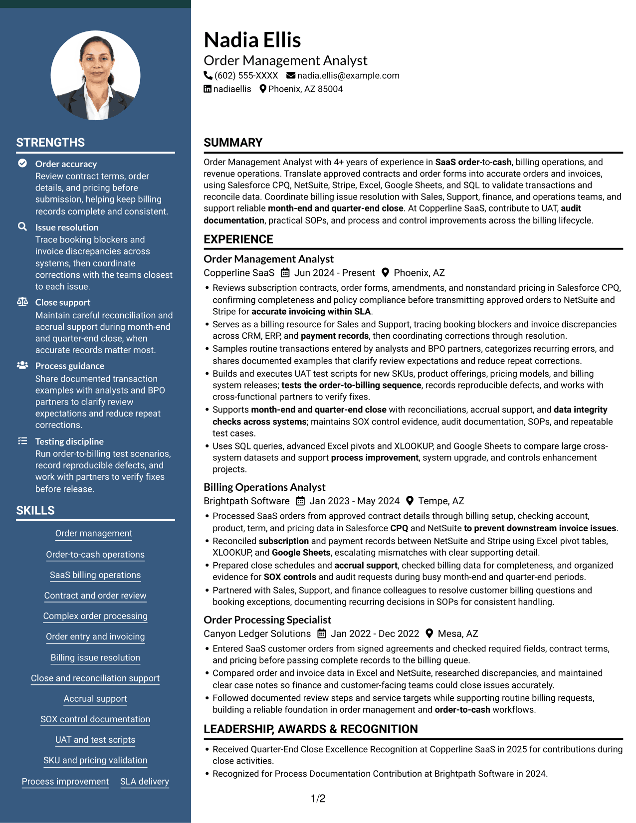 Resume example — page 1