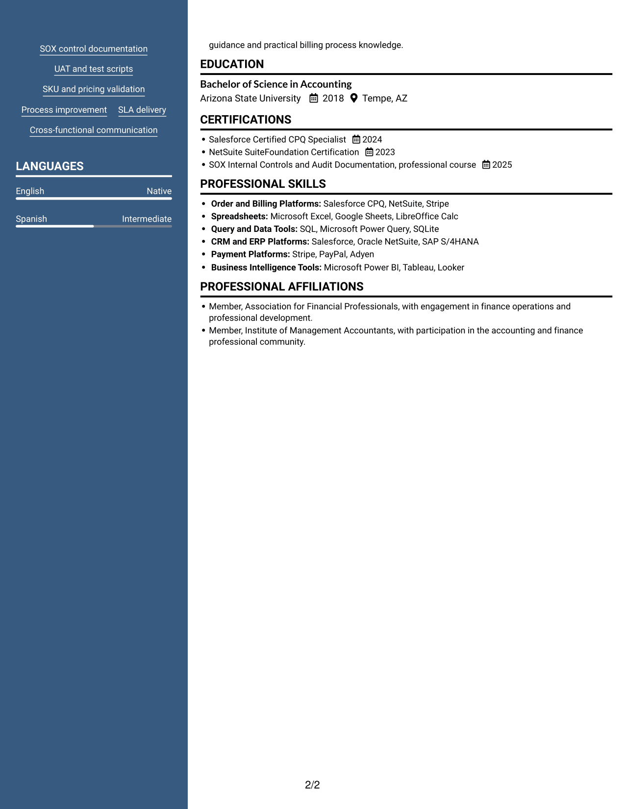 Resume example — page 2