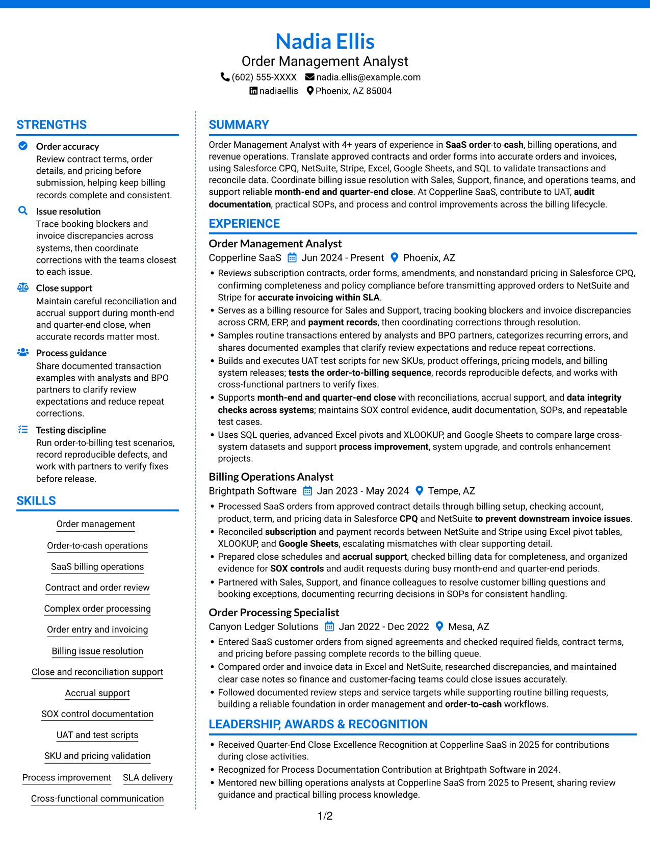Resume example — page 1