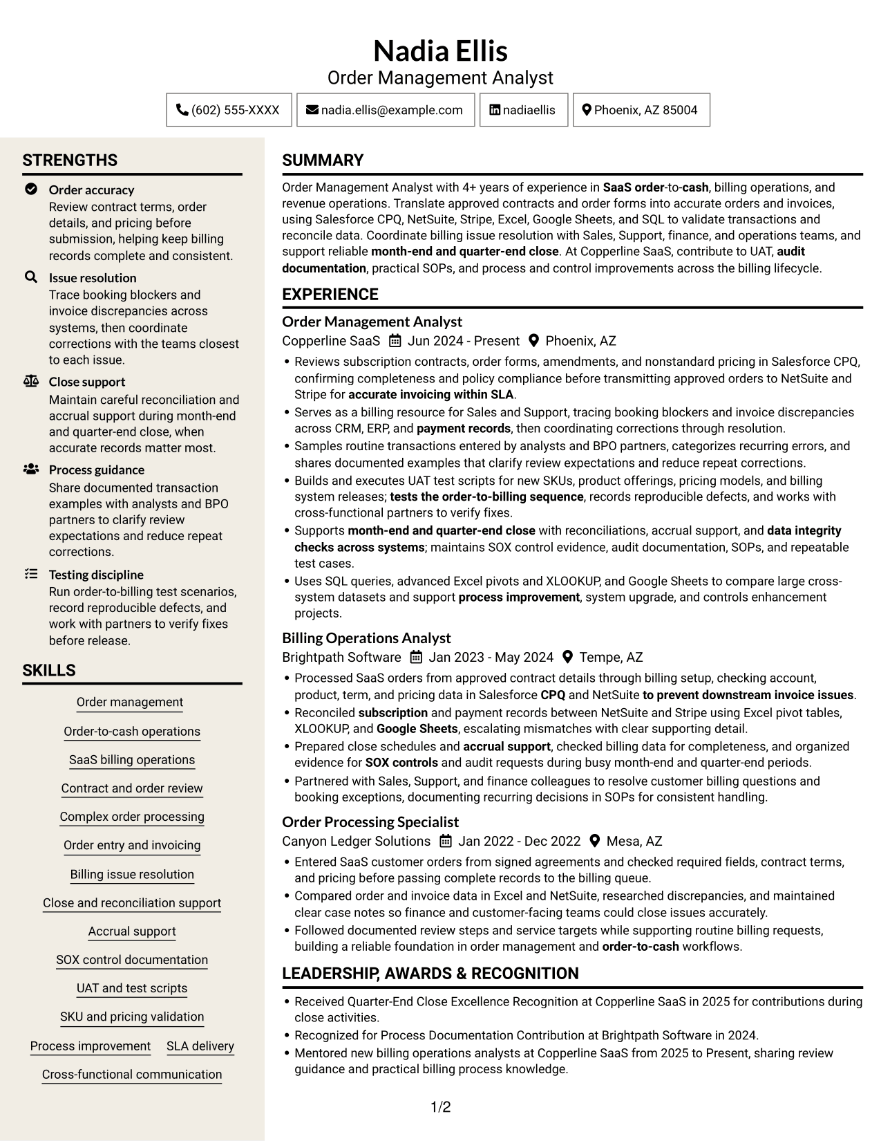 Resume example — page 1