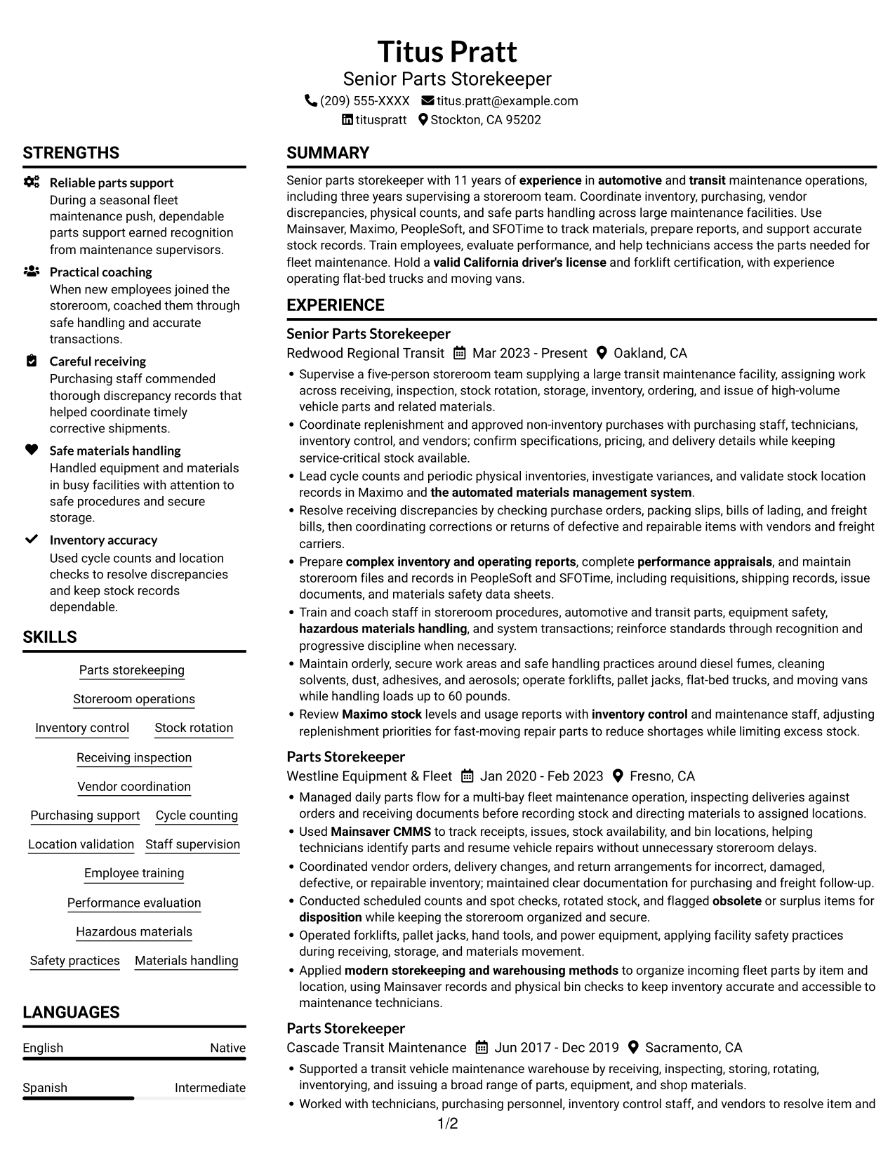 Resume example — page 1