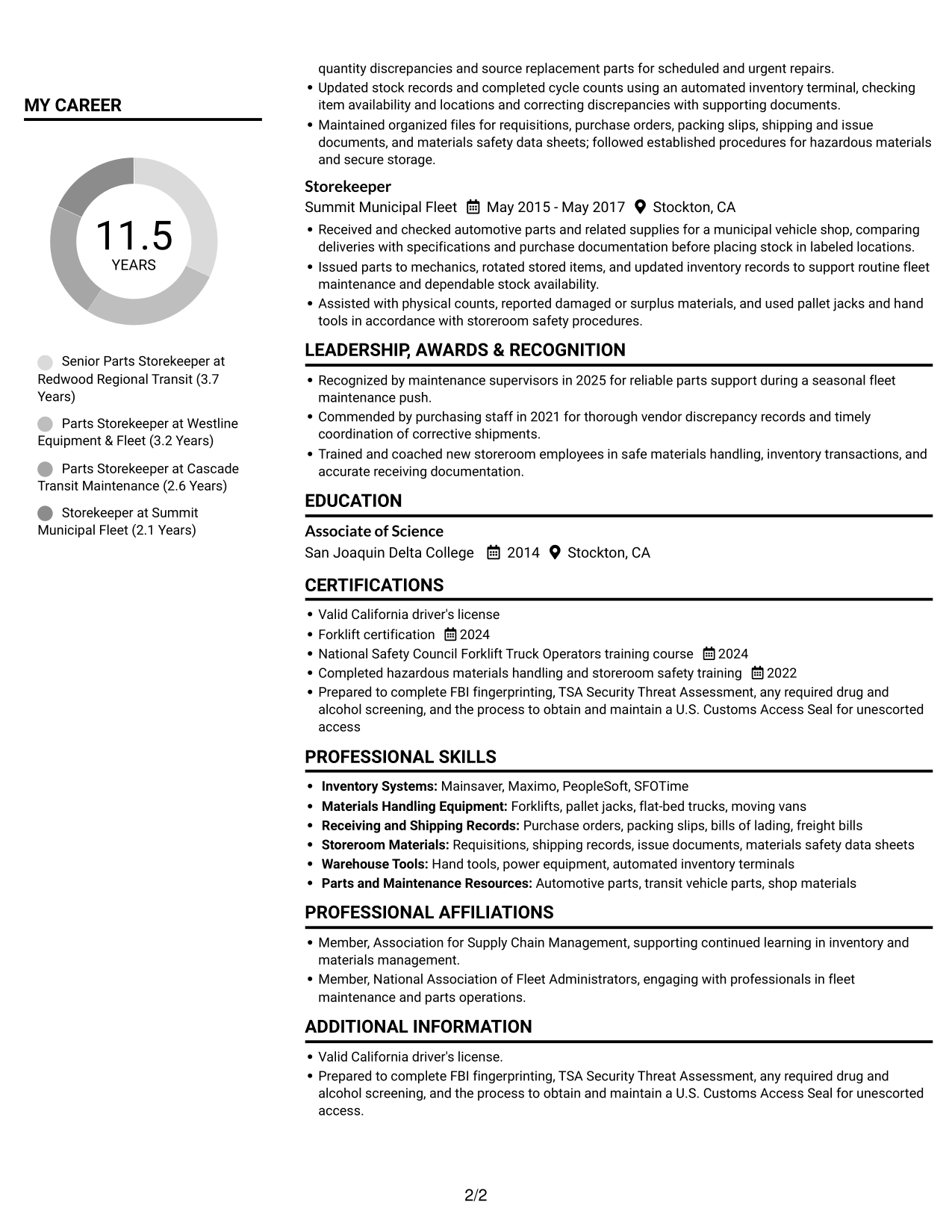 Resume example — page 2