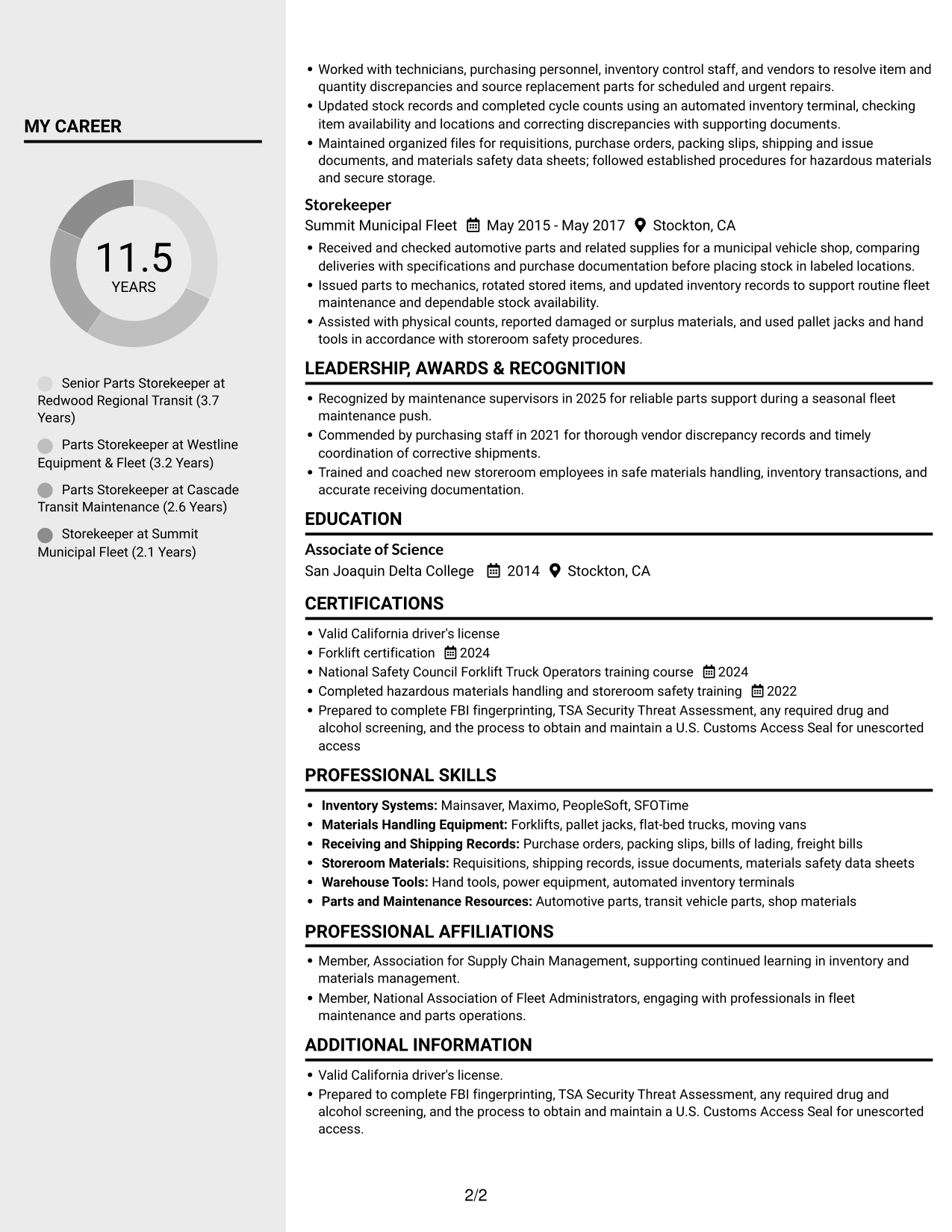 Resume example — page 2