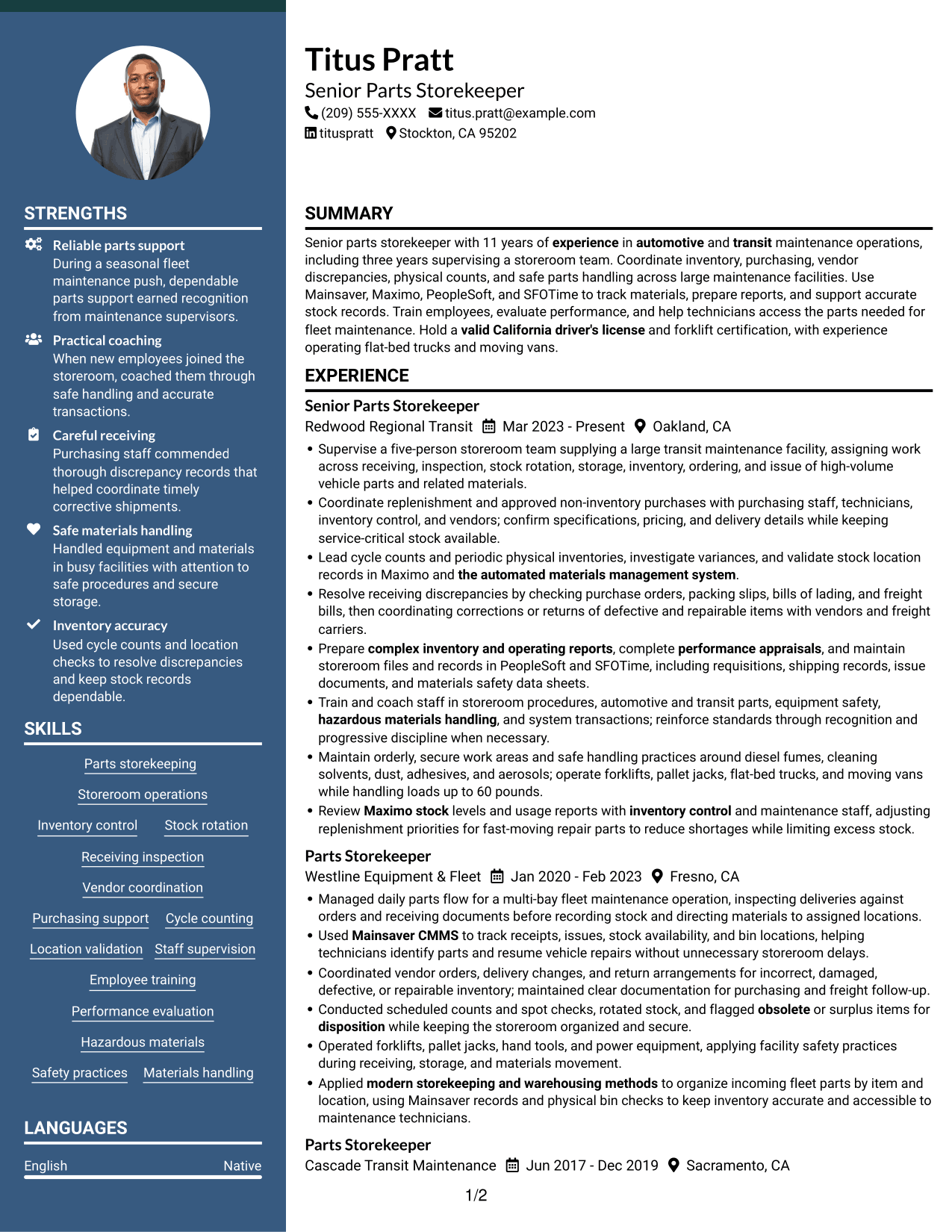 Resume example — page 1