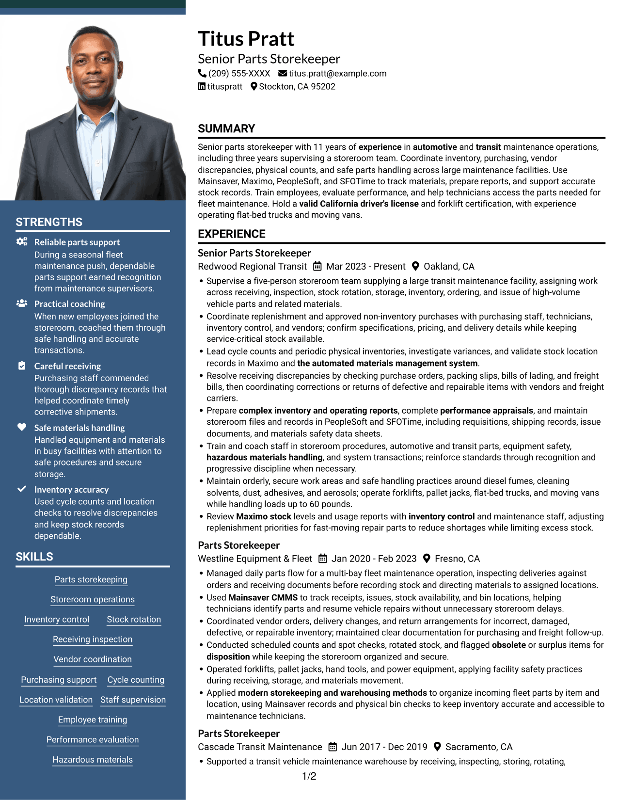 Resume example — page 1