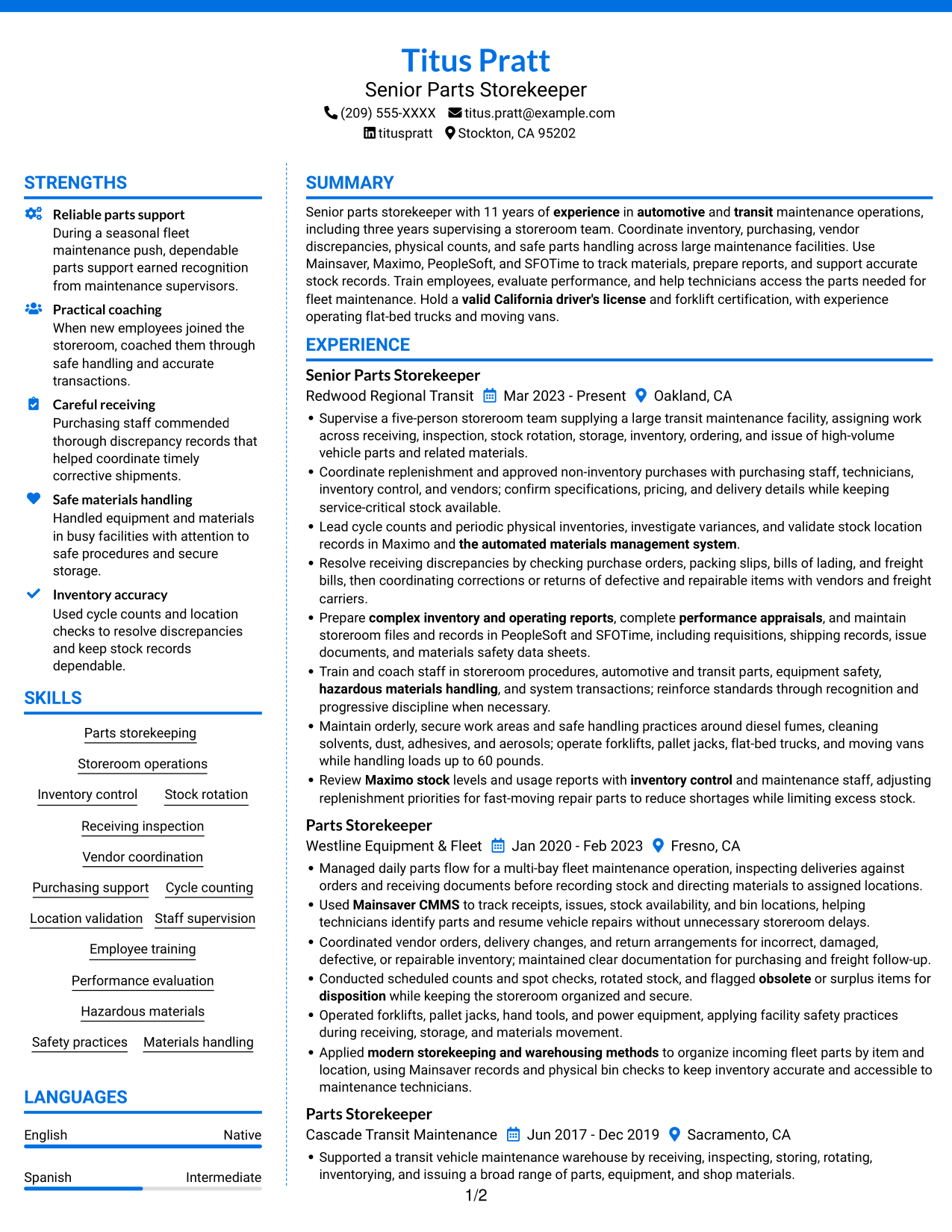 Resume example — page 1