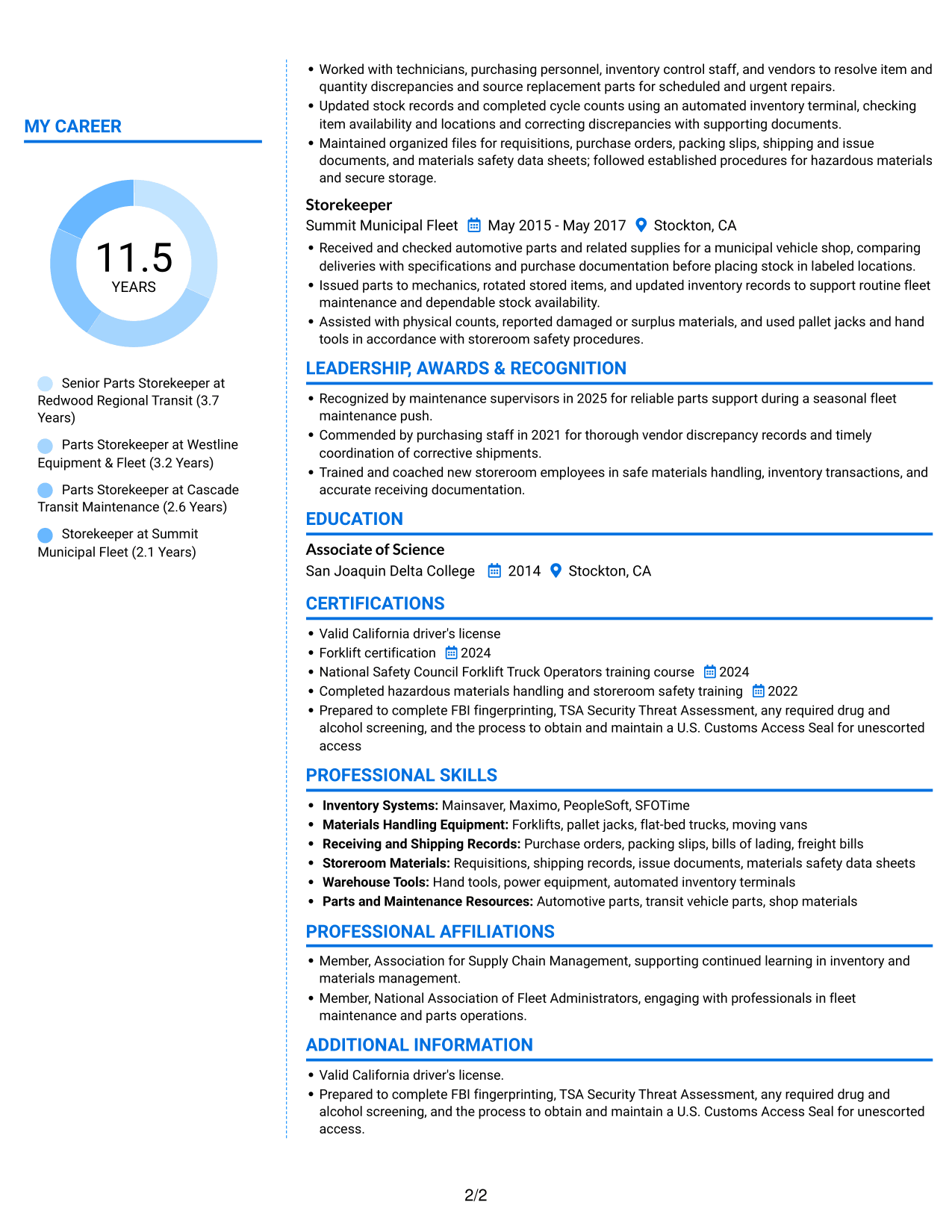 Resume example — page 2
