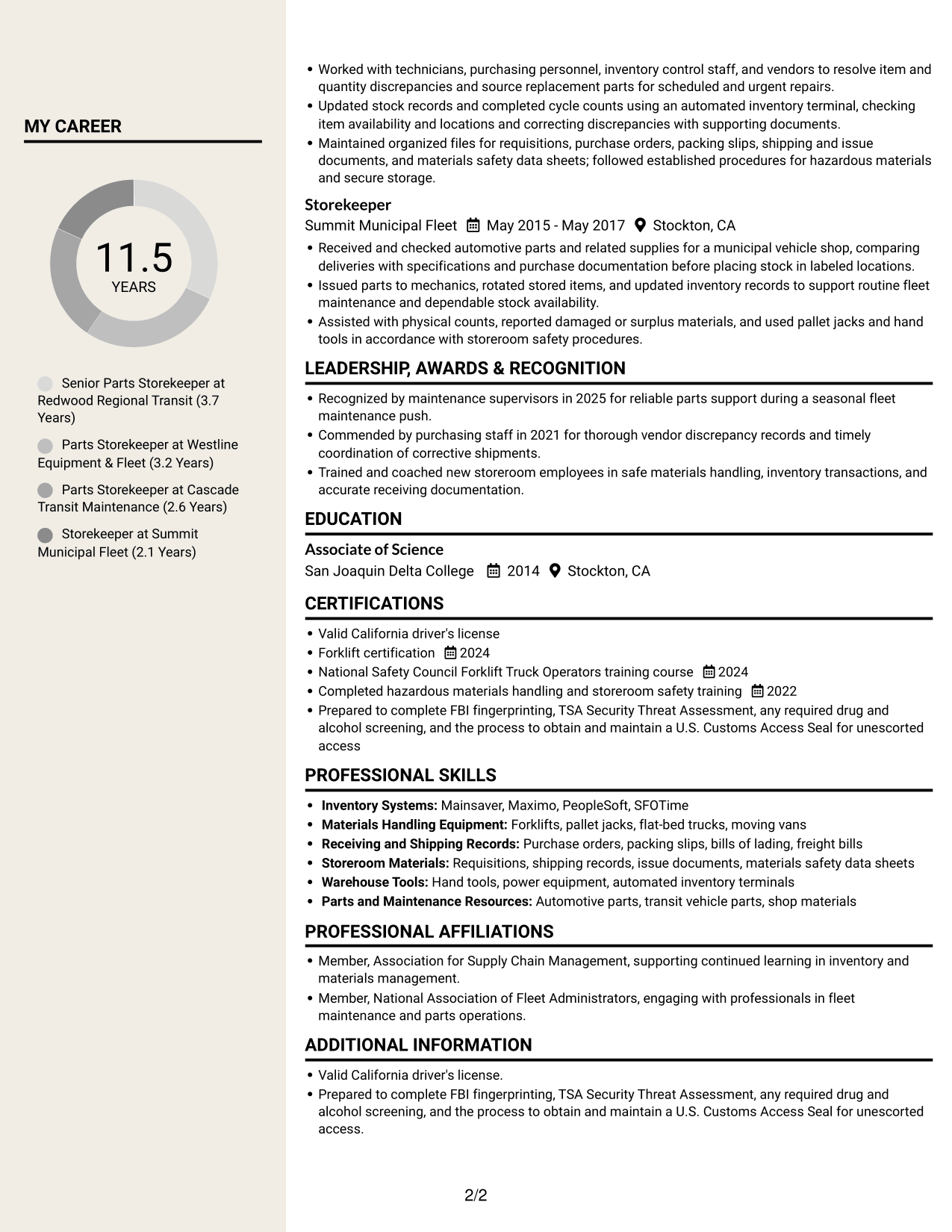 Resume example — page 2