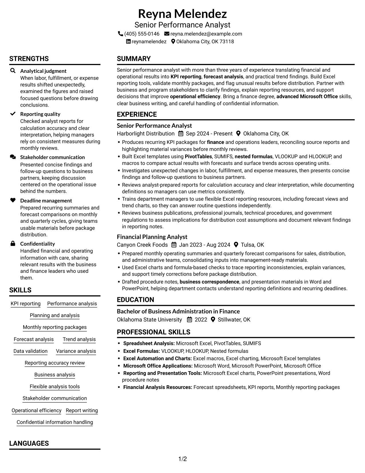 Resume example — page 1