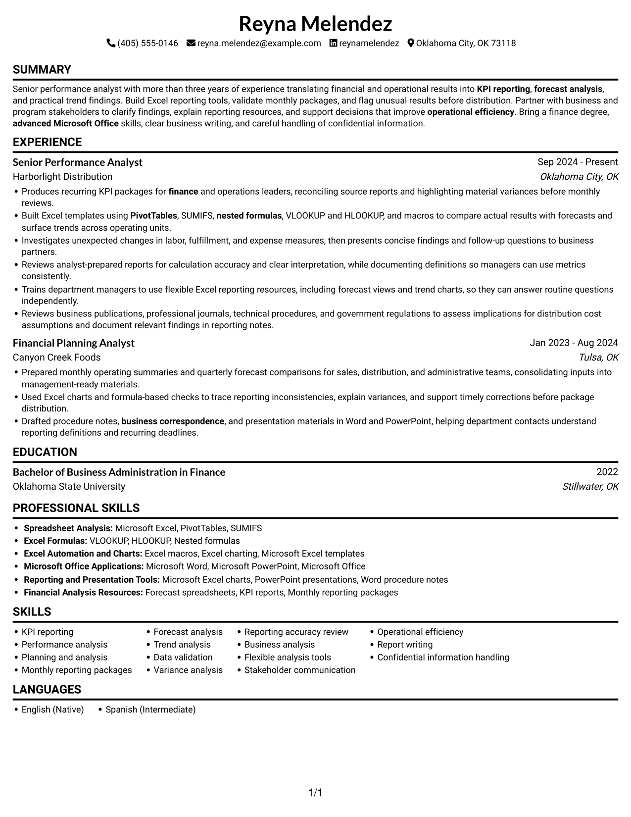 Resume example — page 1